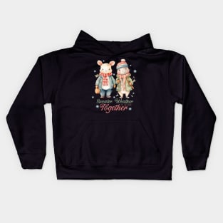 Sweater Weather is Better Together Cute Bunny Christmas Kids Hoodie